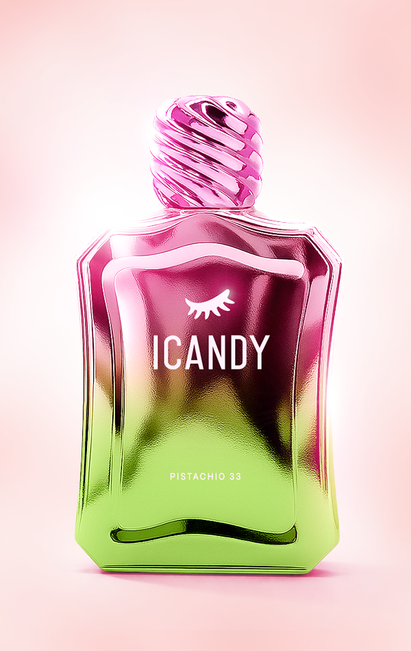 ICANDY Pistachio 33 Eau de Parfum 100ml bottle, nutty gourmand fragrance made in Dubai